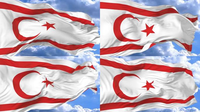 挥舞旗帜的北塞浦路斯土耳其共和国