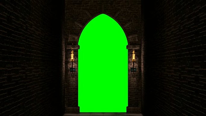 带有绿色屏幕的中世纪门环