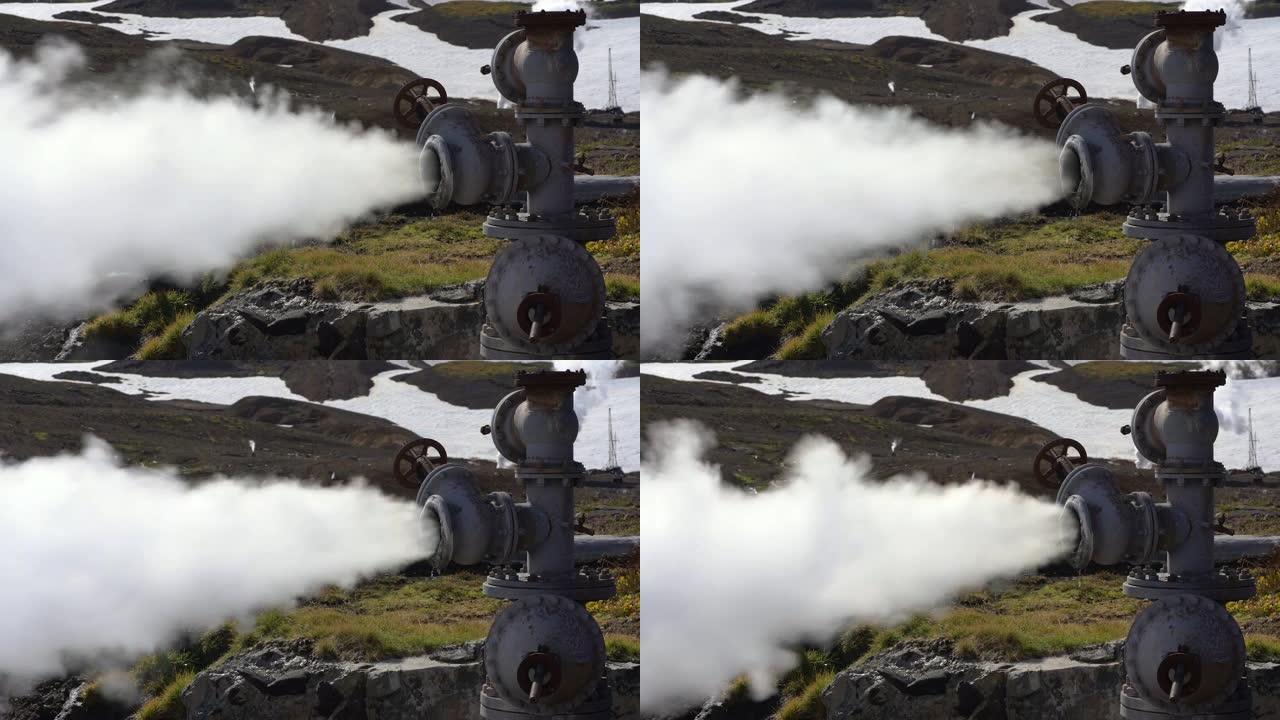地质井自然热矿物蒸汽-水排放