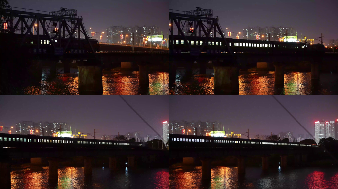 4k实拍夜景老式火车镜头素材