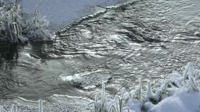 冰中结冰的小溪