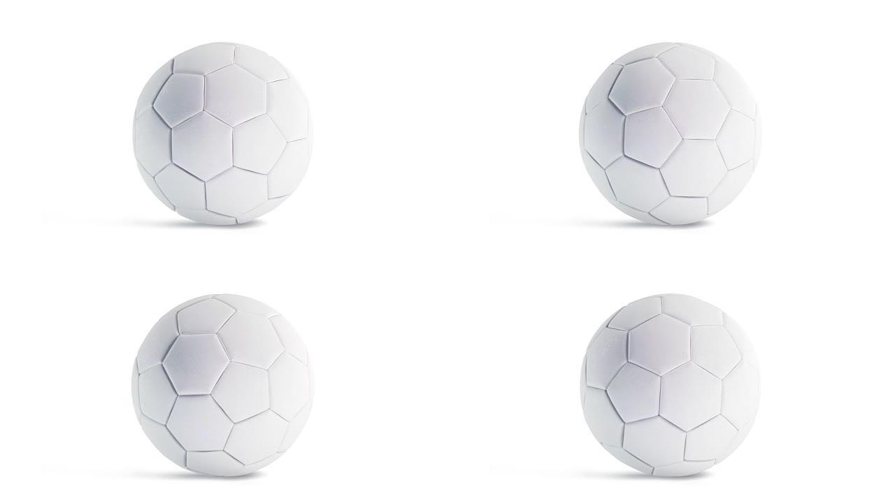 空白白色足球模型，前视图，环形旋转