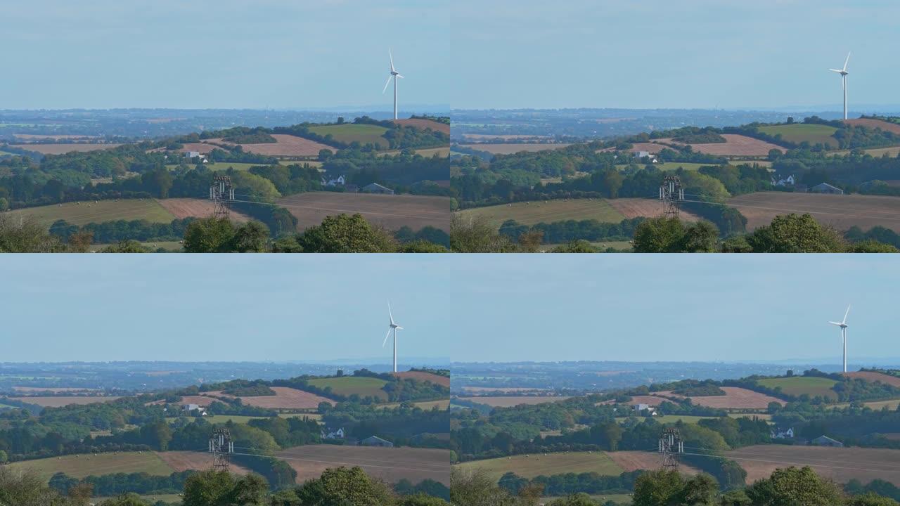 来自法国西部生态计划的布列塔尼风力涡轮机。2018年10月。