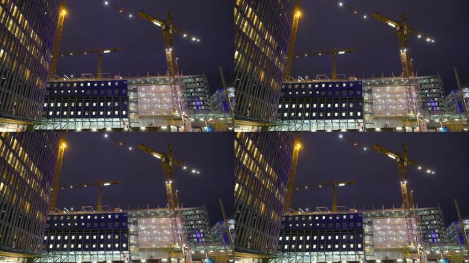 瑞典斯德哥尔摩建筑工地内的灯光