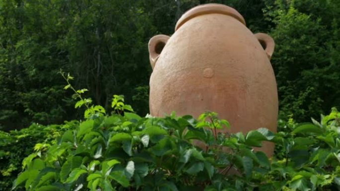 植物园里的大陶瓷壶