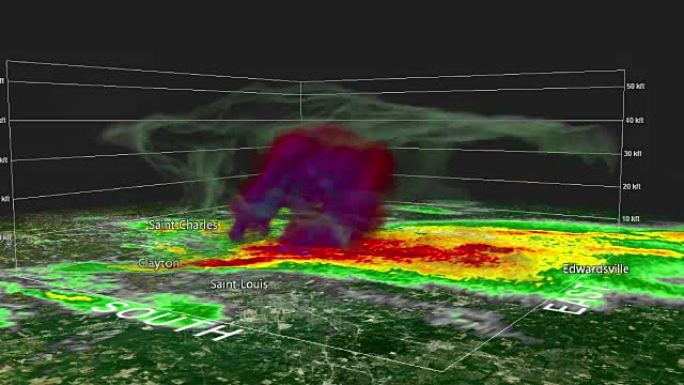 2012圣路易斯，MO Hailstorm 3D多普勒雷达