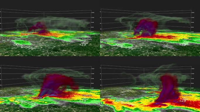 2012圣路易斯，MO Hailstorm 3D多普勒雷达