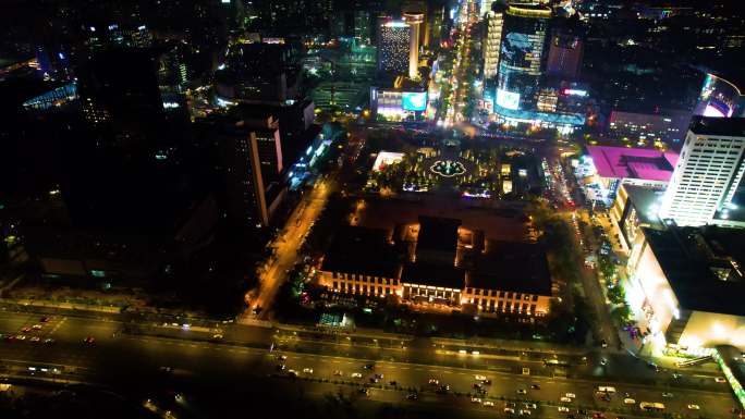 杭州浙江展览馆武林广场夜晚车流视频素材4