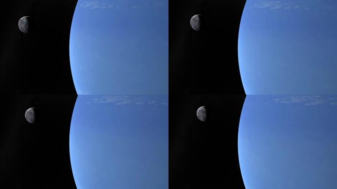 卫星triton在逆行轨道上围绕海王星行星运行