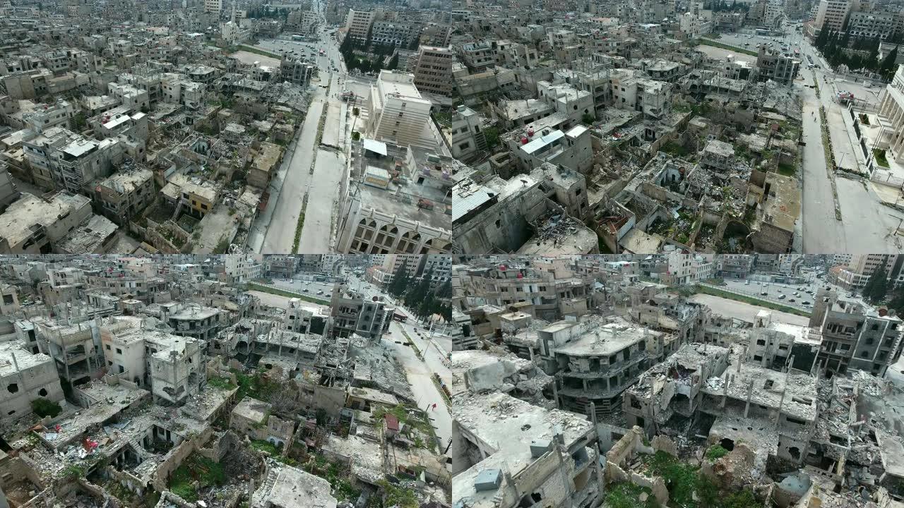 叙利亚爆炸后在街上进行空中射击