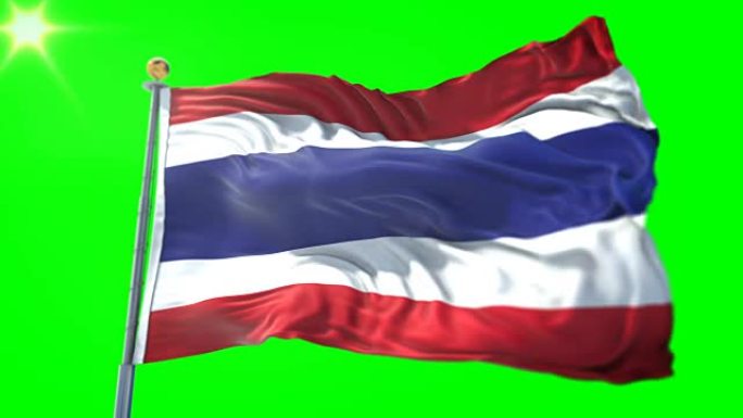 泰国国旗无缝循环3D渲染视频。美丽的纺织布织物环摆动