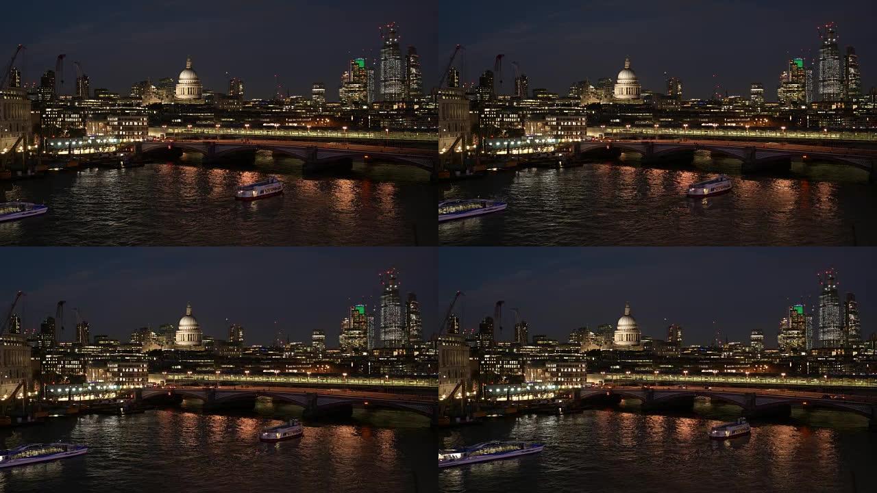 伦敦城和泰晤士河的夜晚