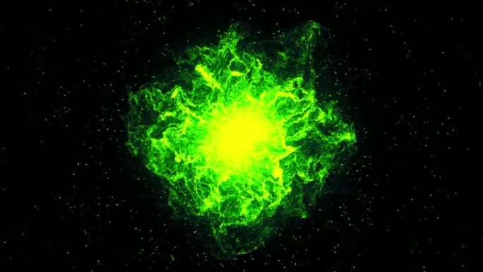 大爆炸，太空中的绿色大爆炸。大爆炸，宇宙的开端。动画标志和介绍的天文学可循环背景。