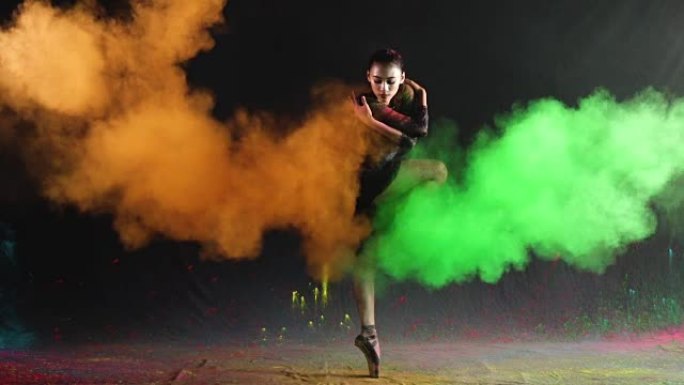 彩色粉末爆炸慢动作剪辑芭蕾舞蹈表演
