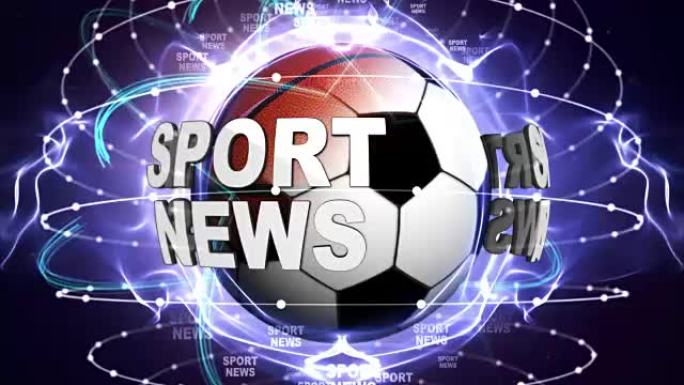 体育新闻文本动画围绕运动球，渲染，背景，循环