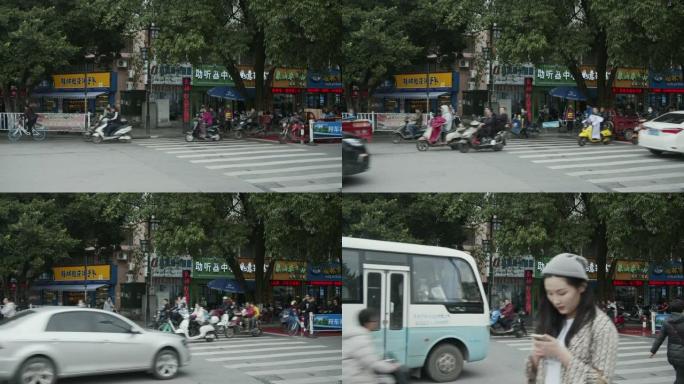 中国桂林繁忙的十字路口。