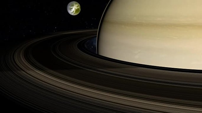 Dione，土星的卫星，围绕土星行星运行