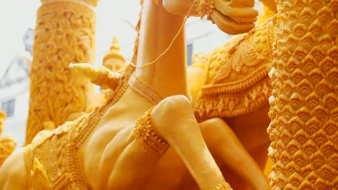泰国佛节的特写蜡烛游行传统节日