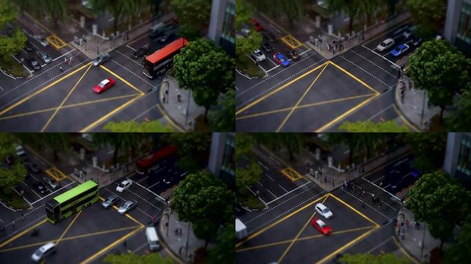 新加坡，2018年8月7日: 新加坡人在交通中过马路的4k倾斜换挡时间流逝