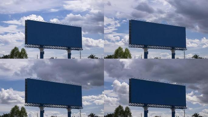 空的巨型广告牌，云层移动