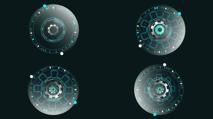 深蓝绿色色调的未来数字技术眼球，网络安全或生物识别概念