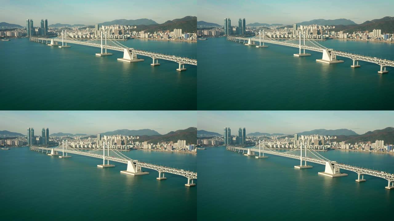 广安大桥日出鸟瞰图