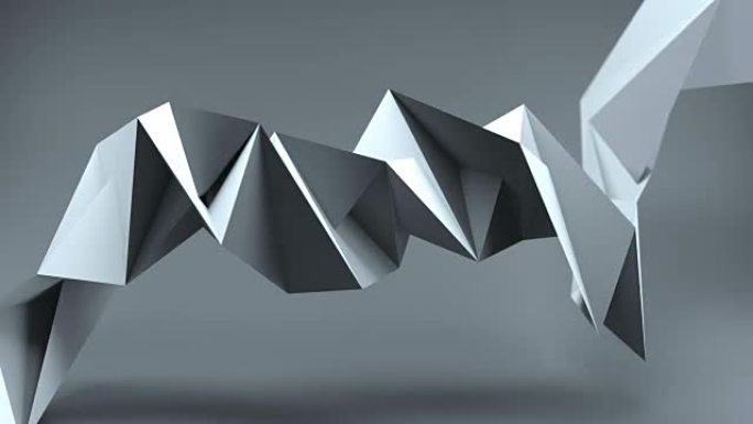 硬表面扭曲灰色形状可循环3D渲染动画
