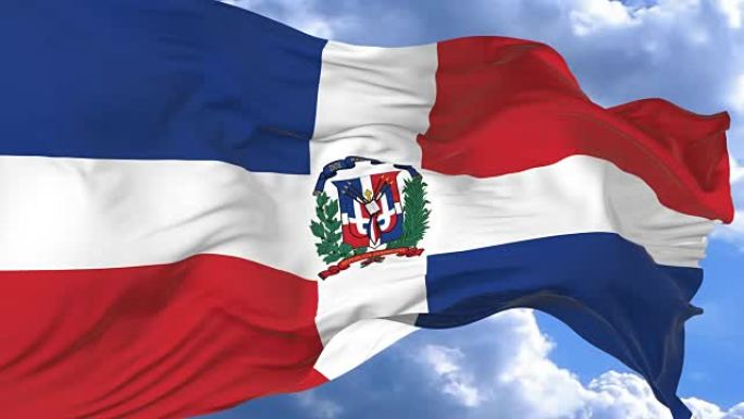 挥舞旗帜赢得多米尼加共和国的蓝天
