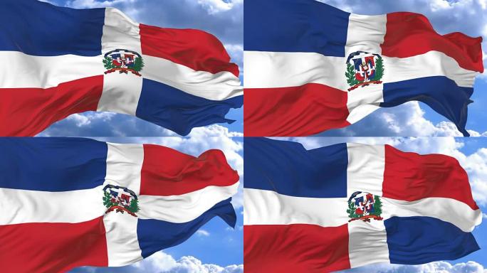 挥舞旗帜赢得多米尼加共和国的蓝天