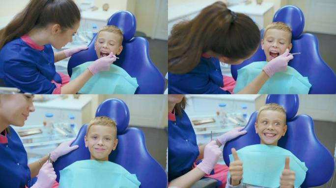 牙医在现代诊所治疗他的牙齿和充填腔