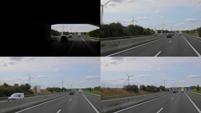 风车在高速公路上行驶