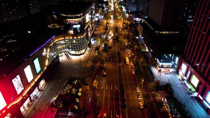 杭州钱塘新区高沙路车辆车流夜景航拍9