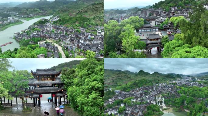 5K航拍湖南湘西永顺县芙蓉镇风景区10