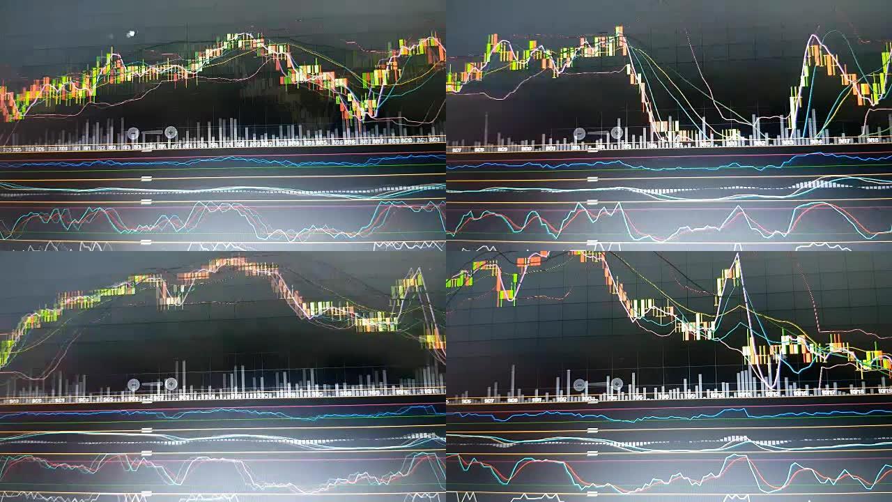 笔尖在显示器屏幕上显示投资分析图表