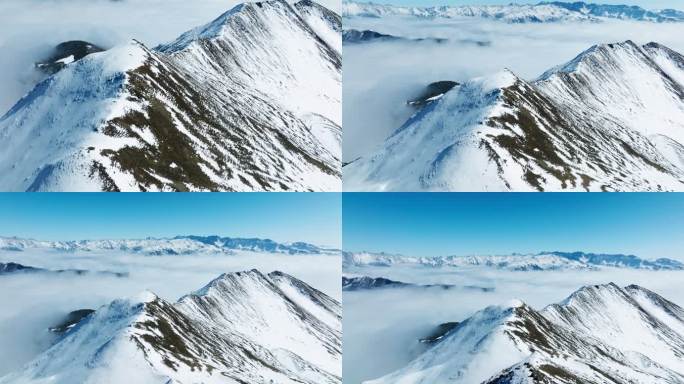壮美夹金山雪山航拍特写镜头
