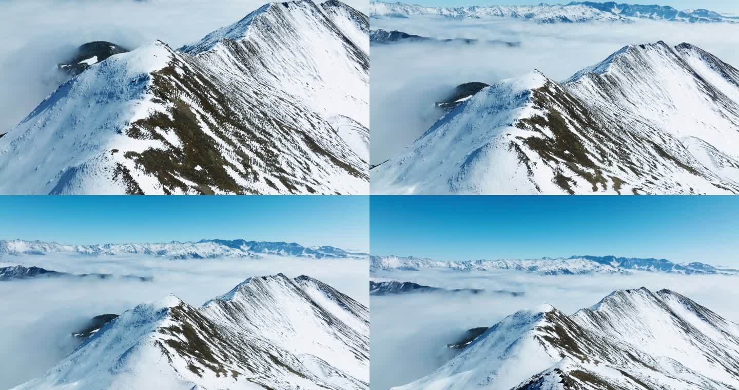 壮美夹金山雪山航拍特写镜头