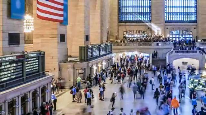 Timelapse Grand Central Terminal，New York City，美国