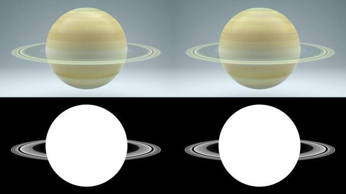 土星旋转无缝循环隔离4K，带亮度哑光