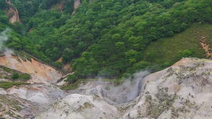 日本北海道登贝的地狱谷或地狱谷的延时