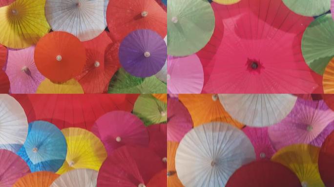 彩色纸制手工雨伞，泰国清迈手工制作。