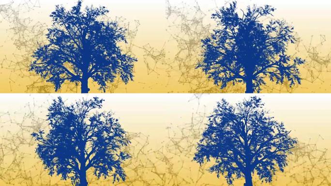 蓝树和几何多边形结构两个3d动画的混合媒体