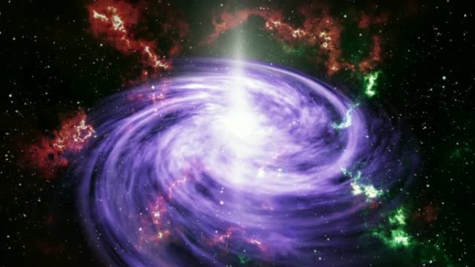 具有恒星粒子运动背景的4k紫罗兰螺旋星系