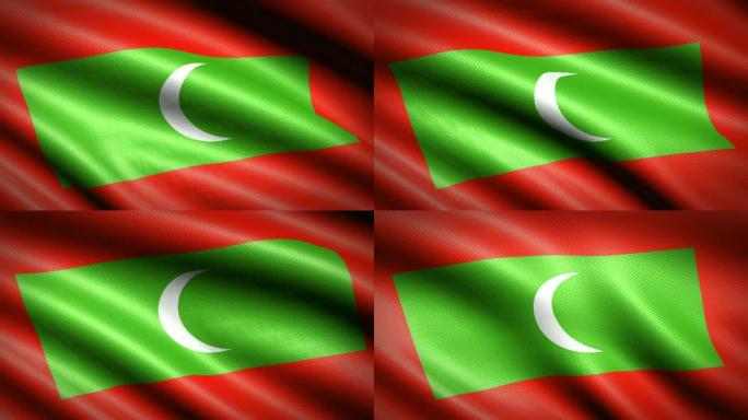 马尔代夫国旗。无缝循环动画。4k高清视频