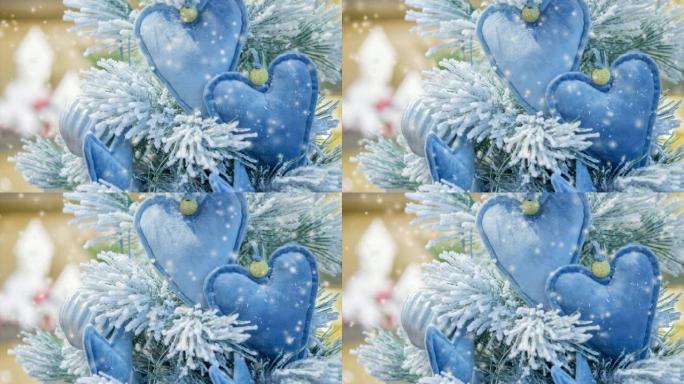 装饰性冰雪覆盖的圣诞树装饰有装饰性圣诞树