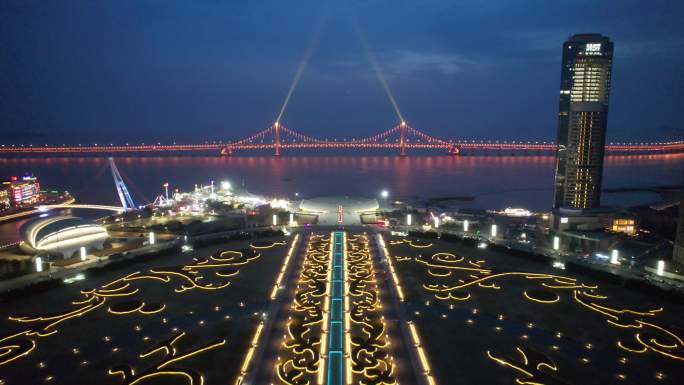 原创 大连星海广场城市天际线夜景航拍