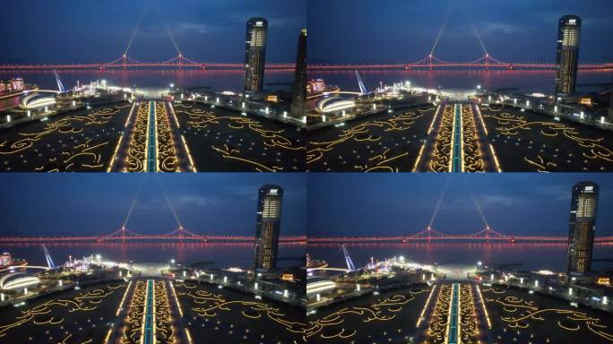 原创 大连星海广场城市天际线夜景航拍