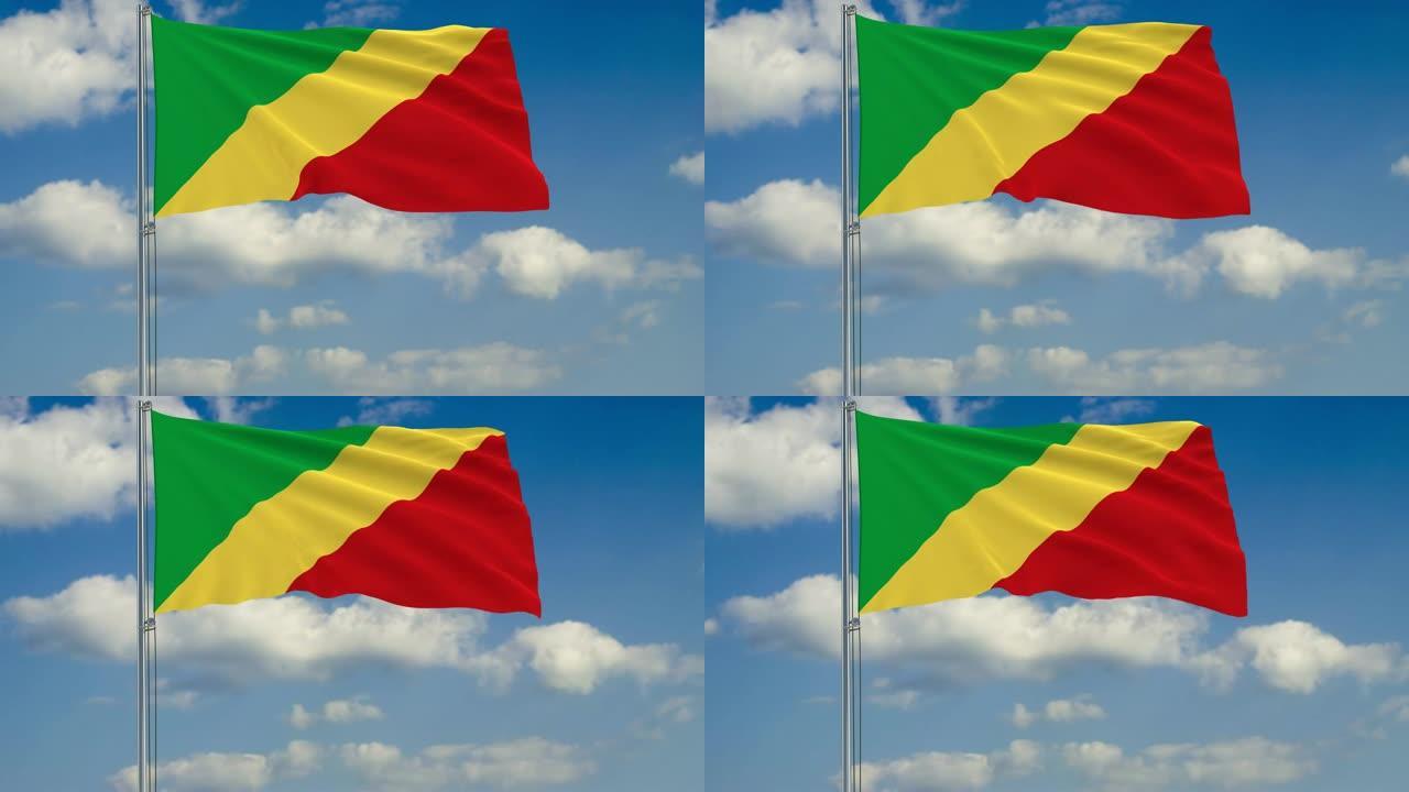 云天背景下的刚果国旗