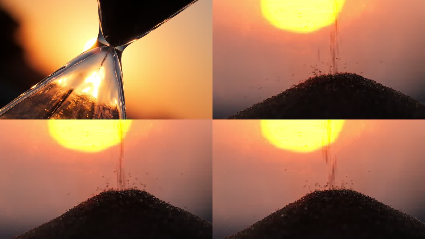 夕阳下的沙漏特写实拍镜头