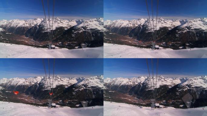 举升机在奥斯特兰阿尔卑斯山的滑雪道
