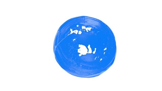 油漆在球体周围飞溅，并吸引到其中心。